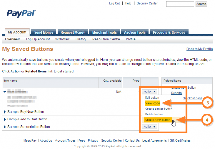 Viewing your PayPal buttons
