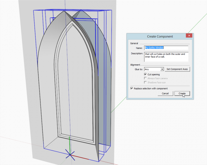 how to model a Gothic window in SketchUp